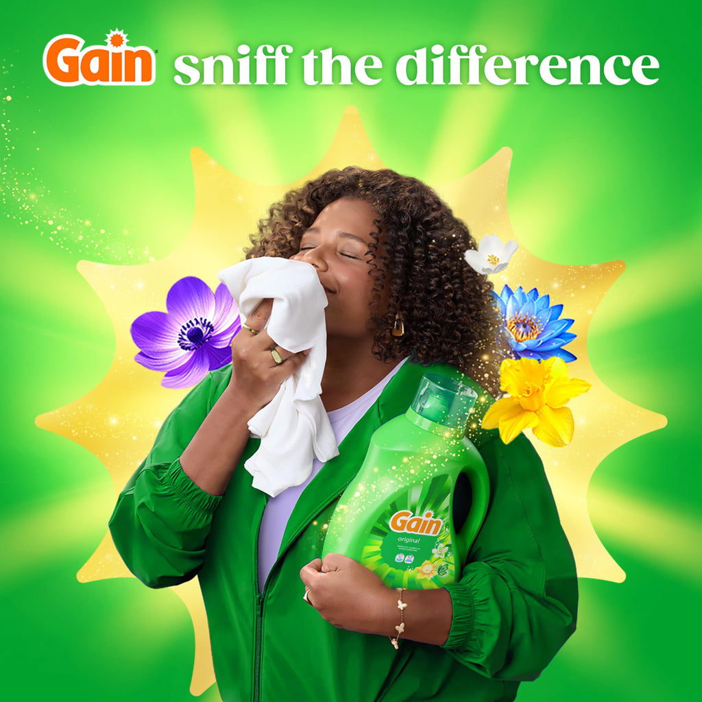 Gain Liquid Laundry Detergent, Now with Odor Defense, Original Scent, 81 fl oz, 61 Loads (Packaging May Vary)