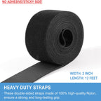2in x 12ft | Hook and Loop Straps Heavy Duty | Double Sided Self-Gripping Strips | Reusable Multi-Purpose Wrap Roll for Home, Office, Data Center, and More