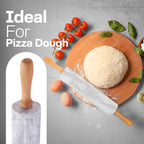 17 Inch Marble Rolling Pin with Wooden Handles & Wood Cradle, Dough Roller for Baking Pizza, Pies, Pastries, Pasta, Cookies
