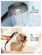 Magichome Shower Head with Handheld, High Pressure 10-Spray Detachable Chrome Showerhead with Stainless Steel Hose, Black