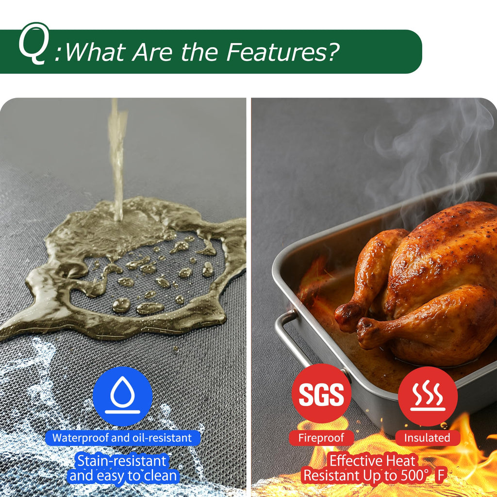 PONGARD Fireproof Stove Top Covers for Electric Stove, Waterproof & Heat Resistant Mat for Glass Top, Stovetop Protector, Anti-Scratch, 28x20 Black
