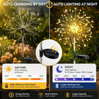 SUDDUS Solar Garden Lights Outdoor 2-Pack 150LED Firework Lights Warm White