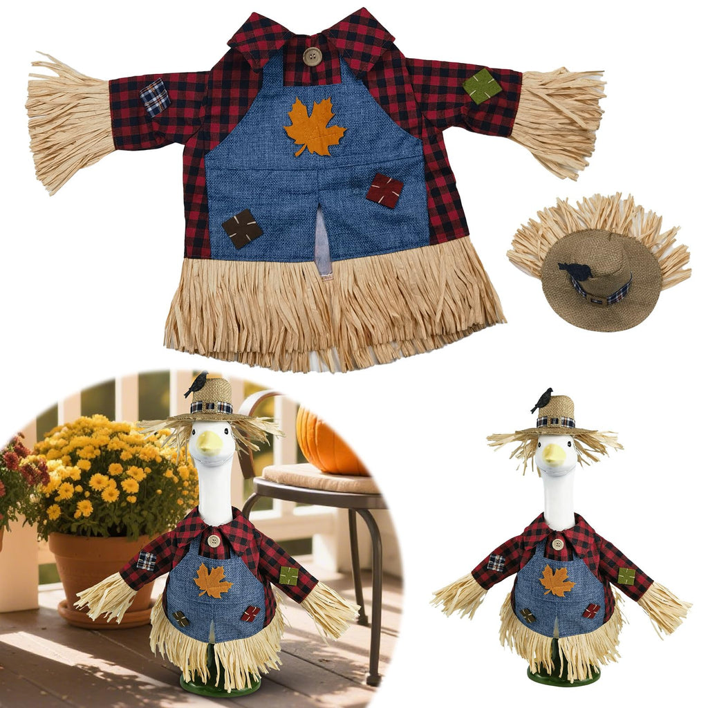 HALSHI Scarecrow Porch Goose Outfits for 23 Inch Lawn Statue, Costume for Plastic/Cement Goose Statue, Seasonal Fall Sculpture Clothes for Garden Yard Patio Party Decoration