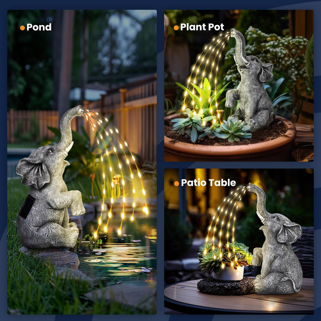 GIGALUMI Elephant Statue Solar Garden Yard Decor Outdoor Gifts for Women