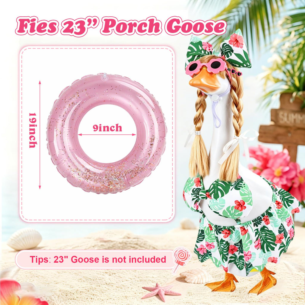 Porch Goose Bikini Outfit with Pool Ring, Sunglasses for Summer Yard Decor
