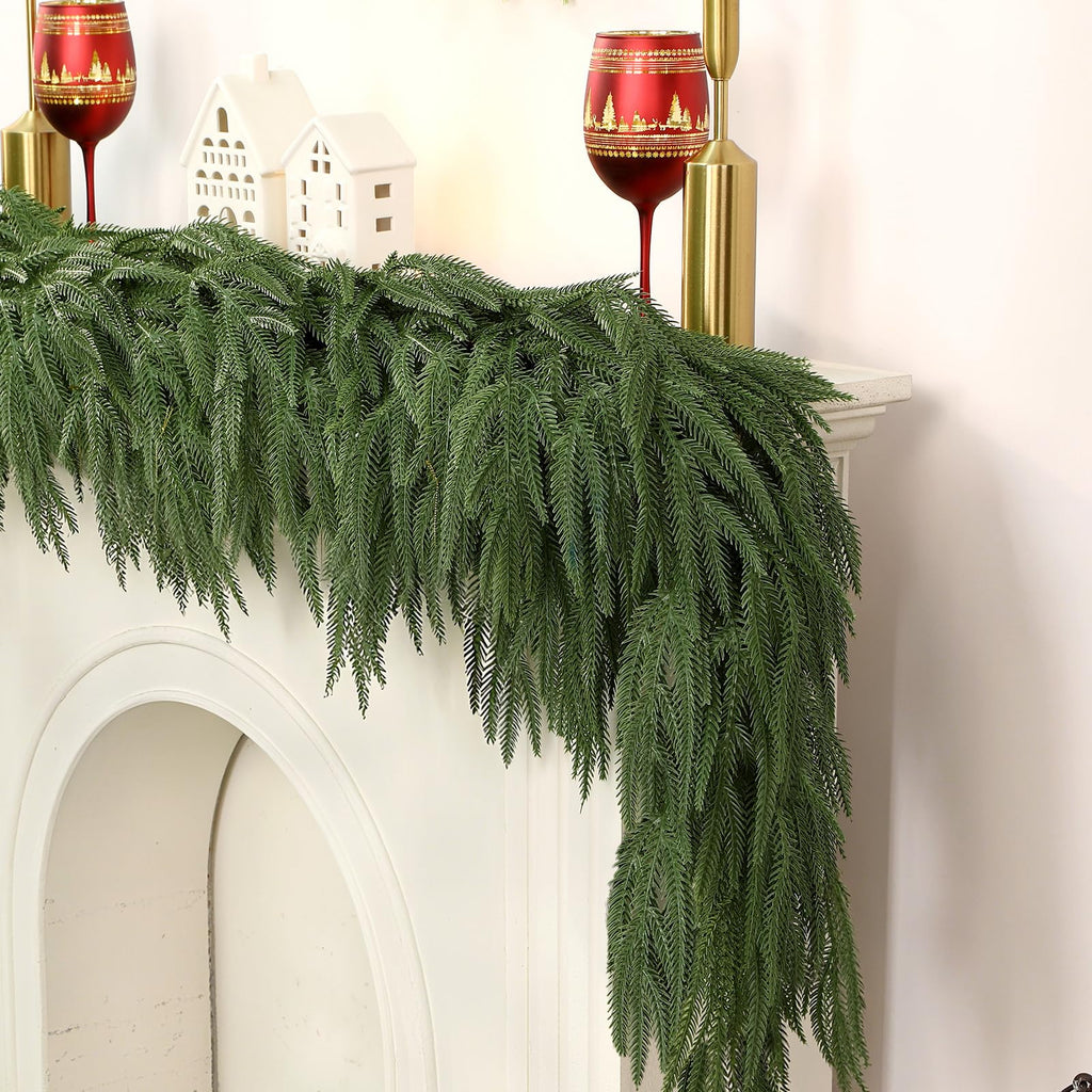 Alupssuc 9FT Christmas Garland, Artificial Real Touch Norfolk Pine Garland