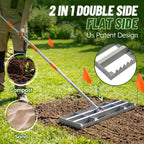 2-in-1 Lawn Leveling Rake, 20 Marking Flags for Low Spot,30"×10" Heavy Duty