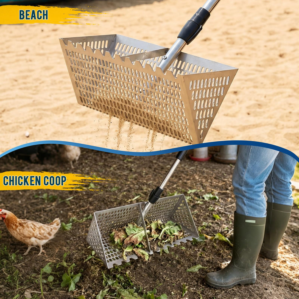 5 in 1 Sand Flea Rake for Beach, Collecting Shark Tooth Sand Fleas Shells
