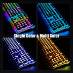RK ROYAL KLUDGE S108 Typewriter Keyboard, Retro Mechanical Gaming Keyboard Wired 108 Keys with RGB Backlit Sidelight, Detachable Wrist Rest, Round Keycaps Blue Switches - Black