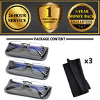 JJWELL 3 Pack Reading Glasses for Men Blue Light Blocking, Lightweight Rimless Metal Mens Eyeglasses Readers, Anti Eyestrain/Dryness/Computer Glare/UV 400, Spring Hinge Eyeglasses(250 Strength)