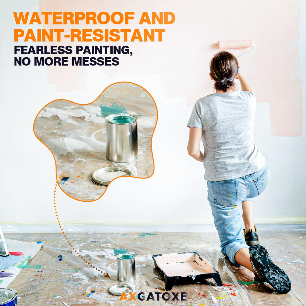 12 x 9 Ft Plastic Sheet Drop Cloths (20-Pack) - Disposable Painter's Sheeting & Tarps for Painting, Waterproof Painting Supplies, Dust Cover for Furniture/Couch/Floor Protection