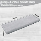 PURE ERA Carpet Stair Treads Ultra Plush 9.5" X 30"Soft Bullnose Indoor Stair Protectors Pet-Friendly Non-Slip Skid Resistant Tape Free Washable Reusable(2 Pieces,Gray)
