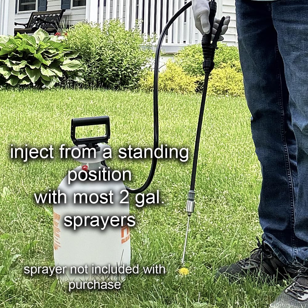Dandelion Weeder Tool-Manual Weeder, Hand Weeder/Puller Alternative- Dandelion Illimination-Inject Root with Vinegar- Attach to Garden Sprayer-No Digging, Pulling, No Holes to Repair-Patent Pending