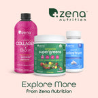 Zena Nutrition Liquid Collagen for Women & Men (Type 1 & 3) & 5000mcg Biotin, 2500mg Verisol Bioactive Collagen Peptides, Hair, Skin, Nail Supplement, Mixed Berry, 60 Servings, 20.3 fl oz