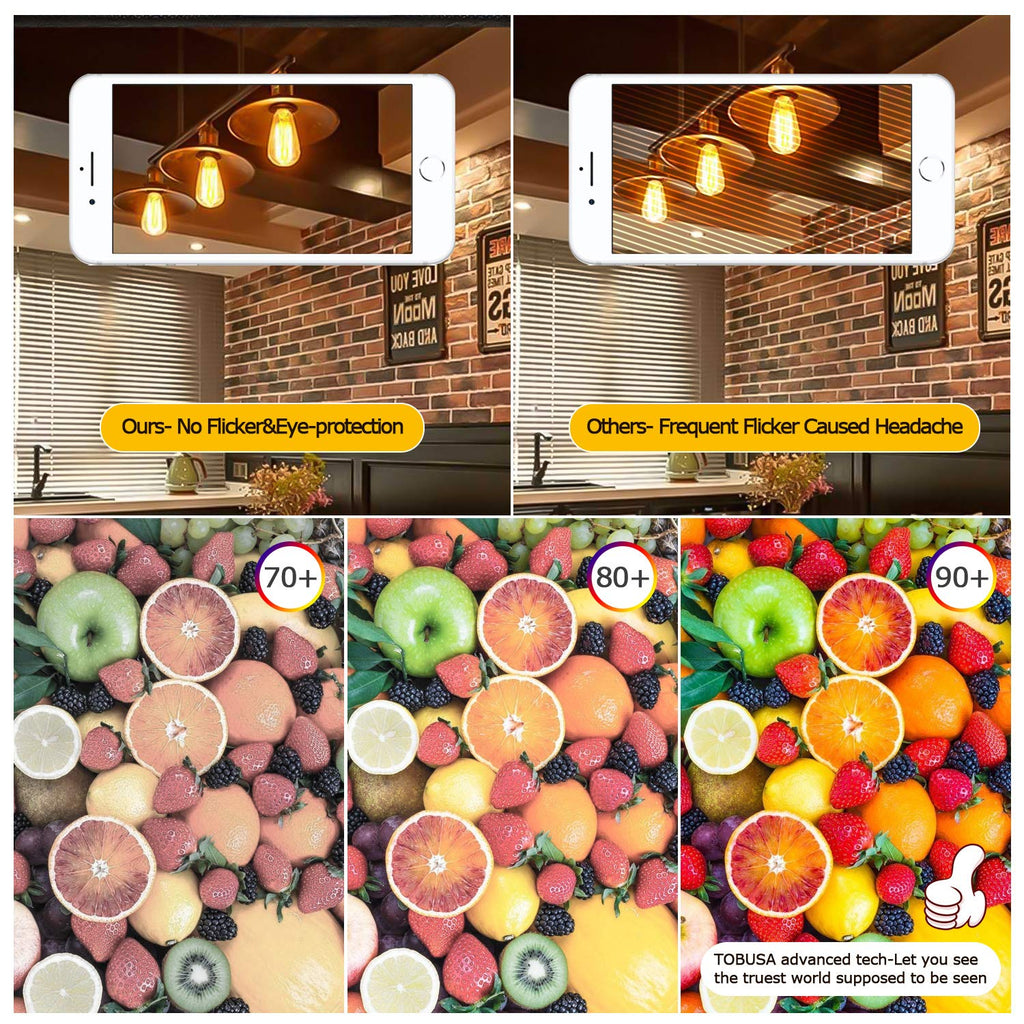 TOBUSA Dimmable LED Edison Light Bulbs 100W Incandescent Equivalent, Vintage Light Bulb 2700K Warm White(Amber Glass), ST64/ST21 LED Filament Bulbs 8W 1200LM, E26 Edison Bulb for Home, Reading 4-Pack