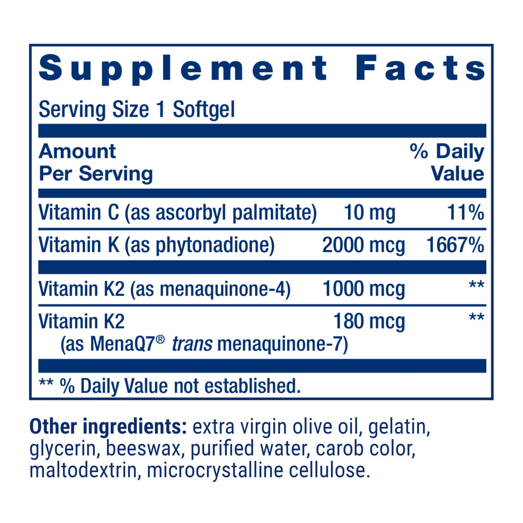 Life Extension Super K, Vitamin K1, Vitamin K2 mk-7, Vitamin K2 mk-4, Heart Health, arterial Health, Calcium Balance, 3-Month Supply, Gluten-Free, 1 Daily, Non-GMO, 90 softgels