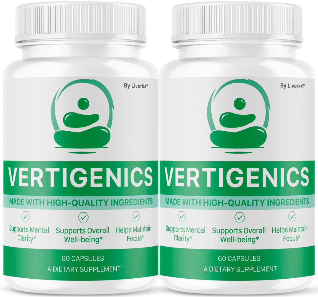(2 Pack) Vertigenics Supplement Capsules, Vertigenics Capsules, Vertigenics Review, Vertigenics Advanced Formula Brain Health Support, Vertigenics Pills All Natural Formula, 120 Capsules for 2 Months