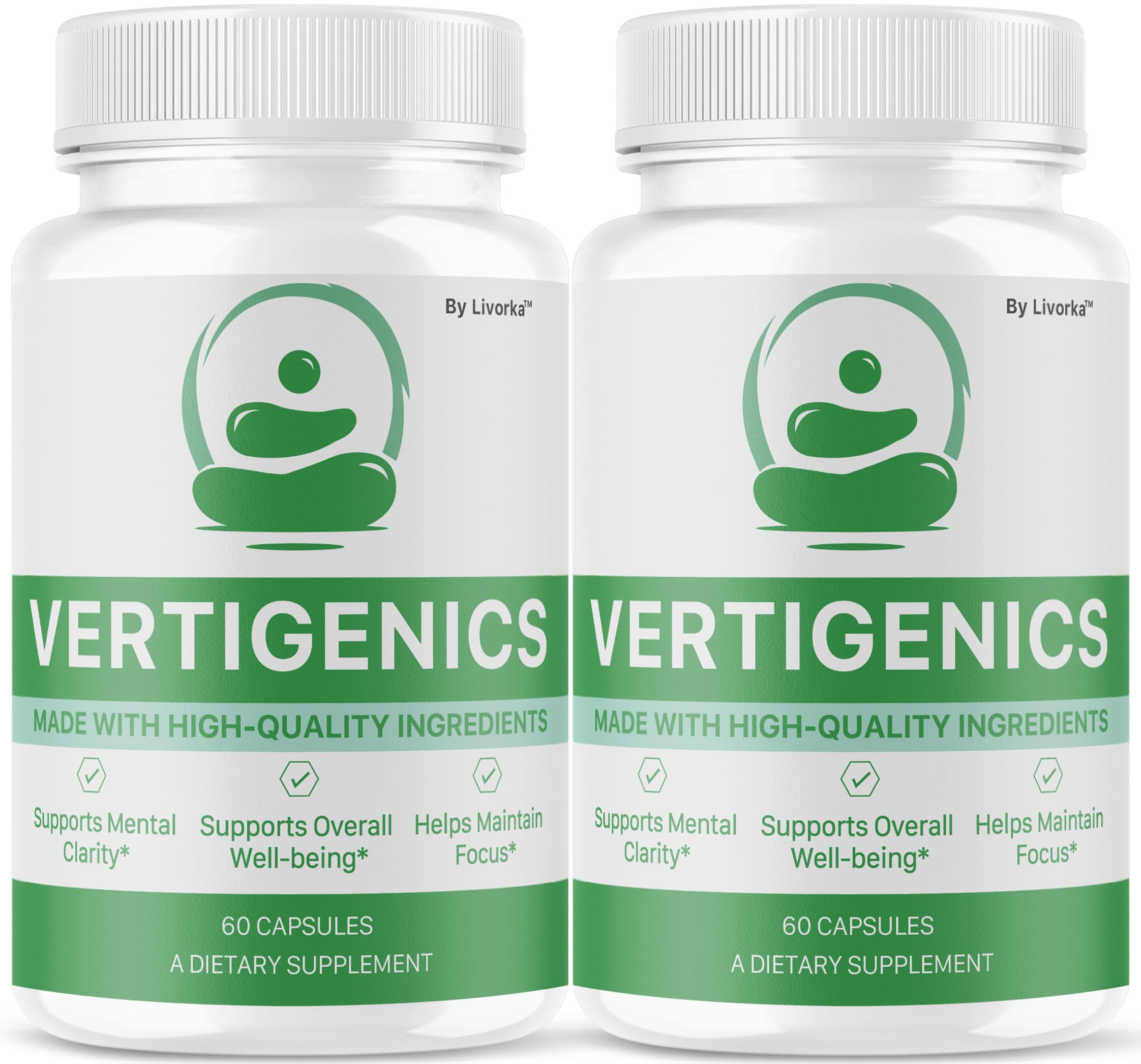 (2 Pack) Vertigenics Supplement Capsules, Vertigenics Capsules, Vertigenics Review, Vertigenics Advanced Formula Brain Health Support, Vertigenics Pills All Natural Formula, 120 Capsules for 2 Months