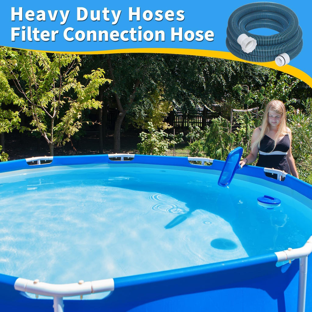Conderyang 1.5" 15ft EVA Pool Professional Hose with External Male Threads for Above Ground Pools Pump Replacement Hose Pool Supply for Cleaner Kit Heavy Duty Hoses Filter Connection Hoses(Blue)