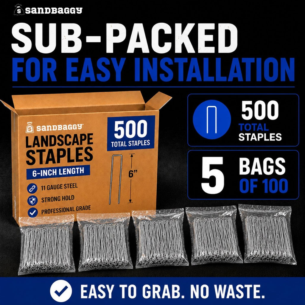 Sandbaggy 500-Count 6-Inch Galvanized Landscape Staples - SOD Garden Stakes ~ Trusted by Farmers & Contractors Across the USA