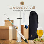 Brewer's Elite Hydrometer - for Home Brew Beer, Wine, Mead and Kombucha - Deluxe Triple Scale Set, Hardcase and Cloth - Specific Gravity ABV Tester (Hydrometer & Glass Test Jar Kit)