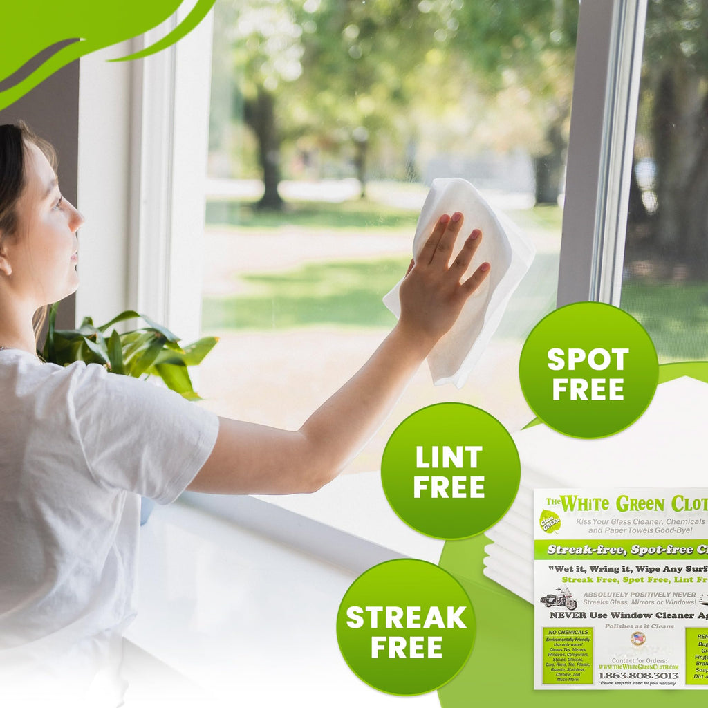 Green Window Rags The White Green Cloth 4-Pack Reusable Cleaning Cloths for Streak-Free ...