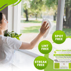 The White Green Cloth 4-Pack Reusable Cleaning Cloths for Streak-Free Windows, Mirrors & All-Purpose Use – Chemical-Free, Absorbent, Non-Abrasive, 16" x 16" White Cleaning Rags, Made in The USA