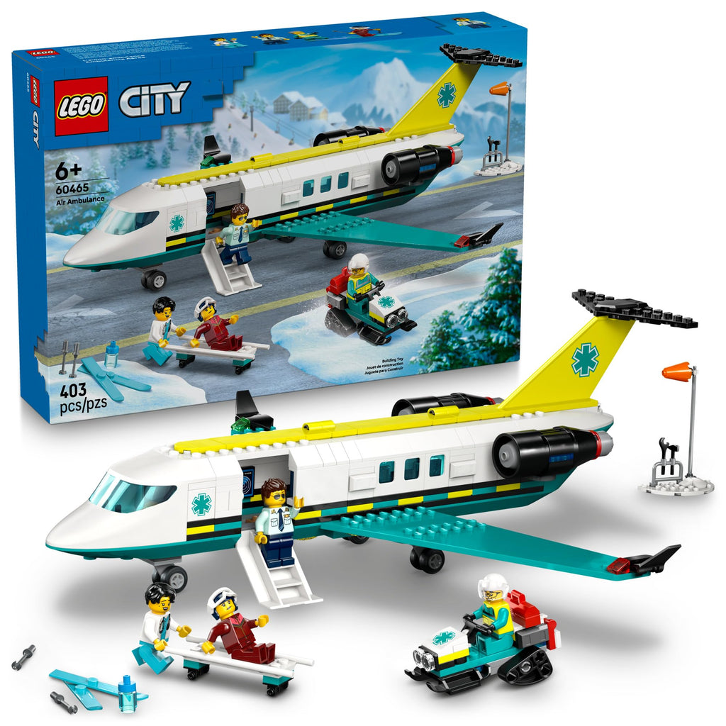 LEGO City Emergency Air Ambulance Airplane Building Toy for Kids - Pretend Play Rescue Airplane Model for Boys & Girls, Ages 6+ - Building Blocks W/Hero Minifigures - Gift Idea for Birthdays - 60465