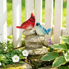 Solar Bird Garden Statue, Cardinal & Bluebird Outdoor Figurine Decor