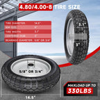 FEILOONG 4.80/4.00-8 Tire and Wheel, 14.5" Flat Free Wheelbarrow Tires