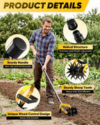SAKER Rotary Cultivator Hand Tiller Tool – 2-in-1 Manual Garden Tiller & Weeder with Adjustable 72.4in Long Handle, 3-Blade Steel Rotary, Heavy Duty Soil Cultivator for Raised Beds, Yard & Garden