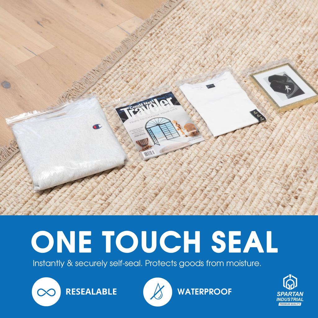Spartan Industrial - 13" X 15" (100 Count) 2 Mil Clear Reclosable Zip Plastic Poly Bags with Resealable Lock Seal Zipper