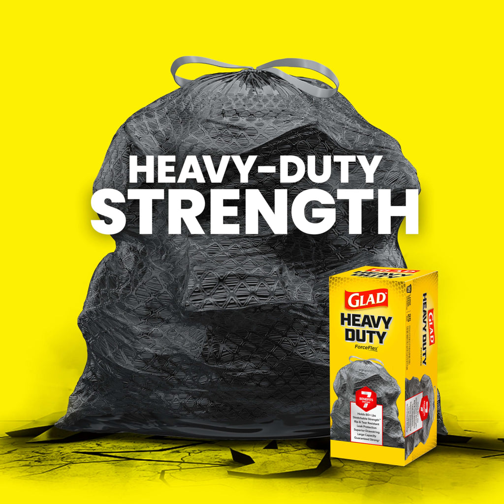 Glad ForceFlex Trash Bags 30 Gallon | Black | LeakGuard Protection | Stretchable Strength | 68 Count, Pack of 4