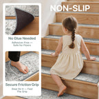 sarben Non Slip Stair Treads for Wooden Steps 15PCS - 8"x30" Indoor Safety Carpet, Edging Mats with TPE Adhesive Backing, Pet and Elderly Friendly Stair Rugs (Taupe)