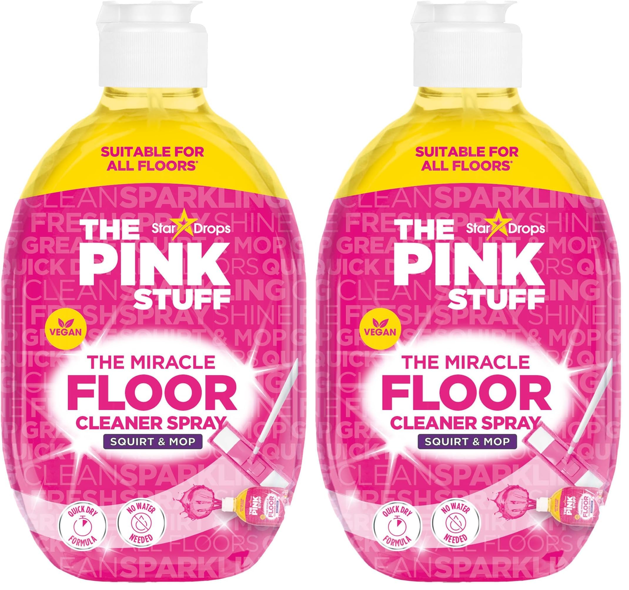 Stardrops The Pink Stuff The Miracle Floor Cleaner Spray – Squirt & Mop Formula for Sparkling Clean Floors – Fast Drying,Streak-Free Finish,Fresh Fragrance,25.3 fl oz,(Pack of 2)