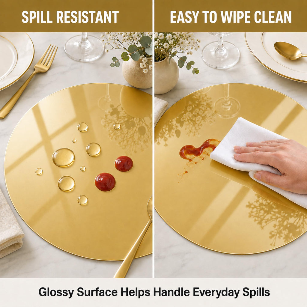 Tioncy 50 Pcs Gold Round Paper Placemats Disposable Table Mats