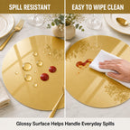 Tioncy 50 Pcs Gold Round Paper Placemats Disposable Table Mats