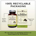 Herbal Roots Organic Black Elderberry Capsules | Max Strength | Made with Organic Sambucus | 60 Vegan Capsules (Pack of 2)