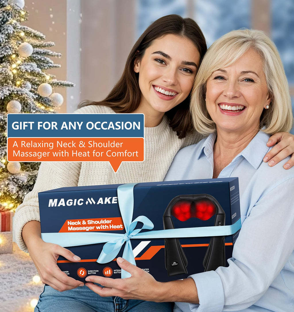 Neck Massager for Pain Relief Deep Tissue with Heat - Shiatsu Back and Shoulder Massage, Mothers Day Gifts for Mom Wife Women Her, Dad Men Him, Christmas, Fathers Day, Plug-in Use for Home Office Car