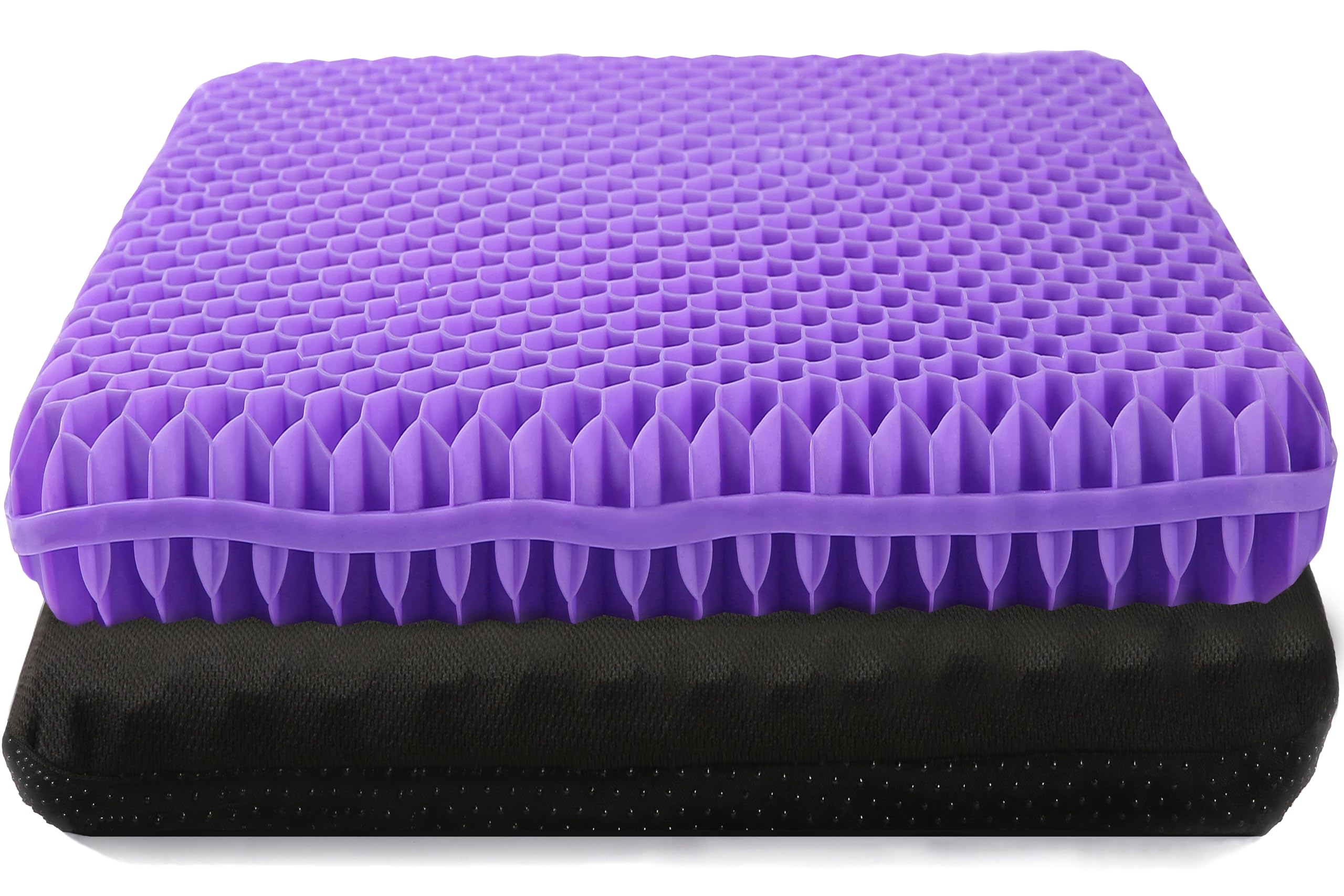 NC Gel Seat Cushion, Breathable Honeycomb Design Seat Cushion ，Body Pressure Distribution Portable Seat Cushion，Gel Seat Cushion for Back Pain Suitable for Home Office Chair Car (Purple+Black)