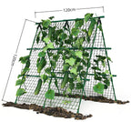 Garvee Outdoor Plant Support Trellis, 4 ft x 4 ft Metal A-Frame with Netting for Tomatoes Cucumbers Peas Beans Grapes, Climbing Vegetable Garden Trellis for Raised Beds, Green