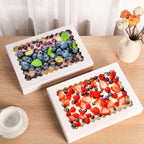PFAMKEER 24pcs Cookie Boxes,14x10x2.5 Inch Large Bakery Boxes with Window for Pies Chocolate Strawberries Muffins Donuts Pastry Dessert Christmas(White) (White, 14 * 10 * 2.5inch/24pcs)