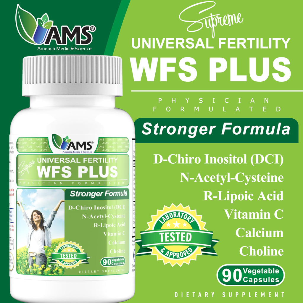 America Medic & Science WFS Plus Fertility Supplements for Women (90 Capsules) Supports Ovulatory Health | Natural Preconception Vitamins, Reproductive Aid, with D-Chiro Inositol, DHA |15-Day Supply.
