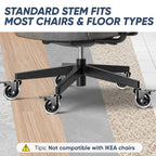 TICONN Office Chair Caster Wheels Set of 5 for Tile, Hardwood Floors and Carpets, Universal Fit for Most Chairs (Transparent with Brake)