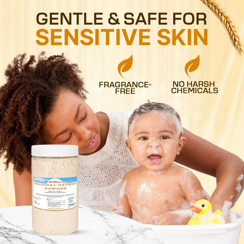 Dirty Treasures Colloidal Oatmeal Bath | Eczema & Itchy Skin Relief | Baby-Safe, 100% Natural, Fragrance-Free | 1 lb (16oz)