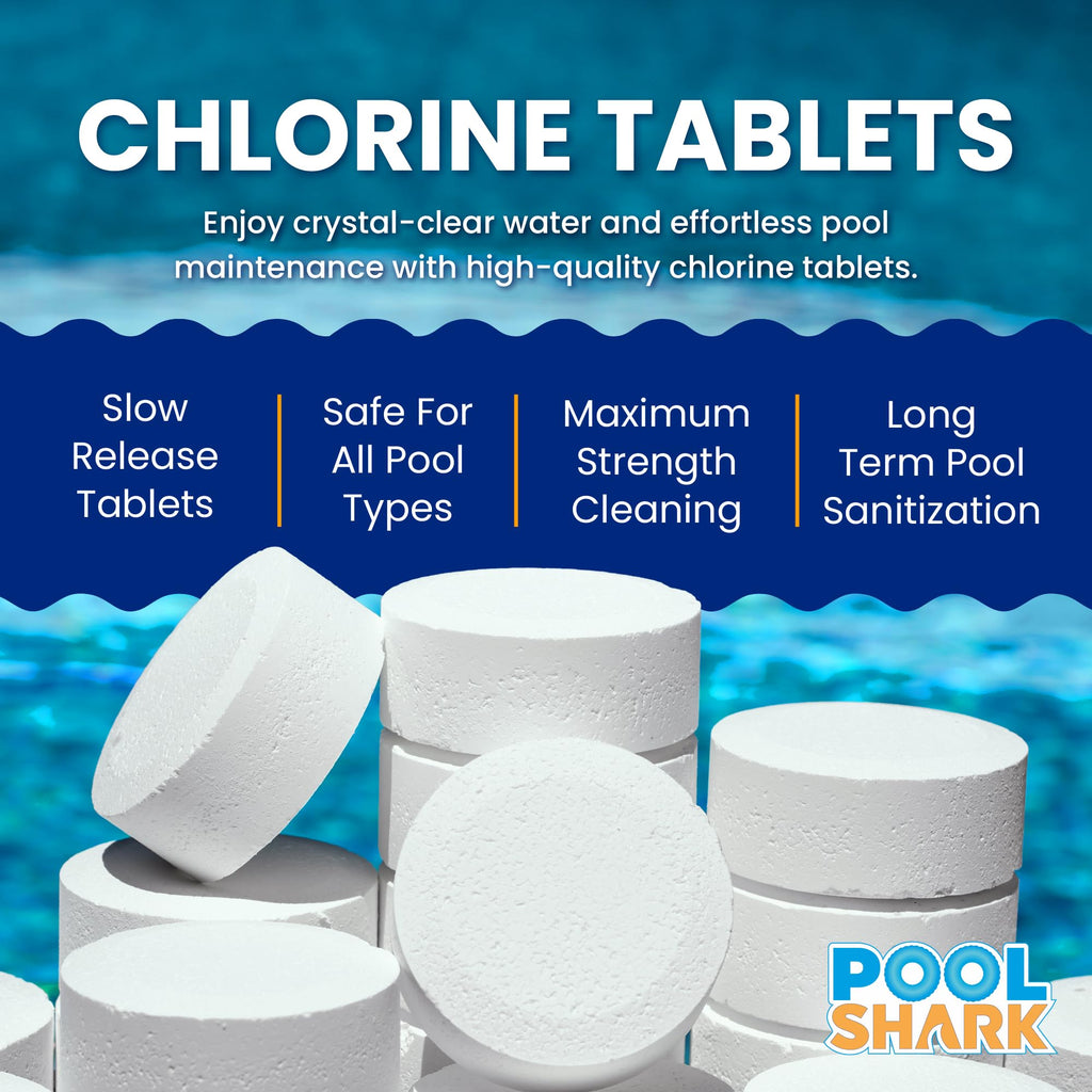Pool Shark Swimming Pool Chlorine Tablets - 3-Inch Chlorine Tablets - Slow-Dissolving 90% Active Chlorine Tabs - Pool Chemicals for Inground Pools, Above Ground Pools, Saltwater, Spa, Hot Tub (50 lbs)