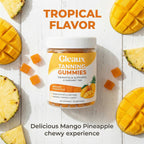 DXWXH Gleaux Tanning Gummies, Tanning Gummies for Women, Sunless Radiance Support with Beta Carotene, Astaxanthin & Lycopene, for Skin Health & Complexion Support, Mango Pineapple Flavor, 60 Gummies