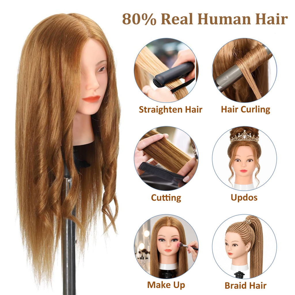 Opini Mannequin Head with 80% Human Hair 26-28" Doll Head for Hairdresser