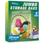 HIBAG 25 Gallon Jumbo Storage Bags, 35” x 24” Resealable Clear Bags with Handle, Extra Large XL Heavy Duty for Clothes Pillow Travel Moving, Pack of 3