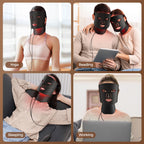 Red Light Therapy for Face,LED Face Mask Light Therapy with Neck Device,103 3-in-1 Light Beads,Remoter Rechargeable,Timing Function,Infrared Red Light Therapy Mask for Home Working Travel Yoga Sleep